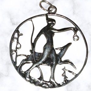 Art Deco Sterling Pendant, Silhouette of Goddess Diana by Baltimorejohn